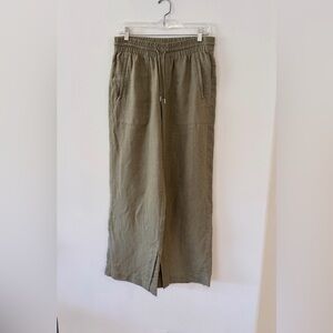 Athleta Linen Olive Green Pants, Small